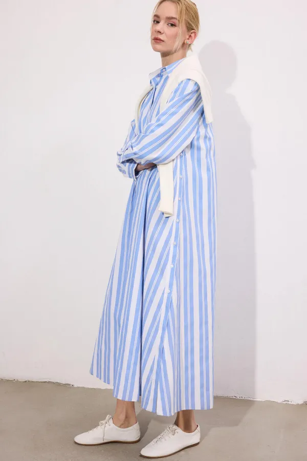 ÇİZGİLİ GÖMLEK ELBİSE