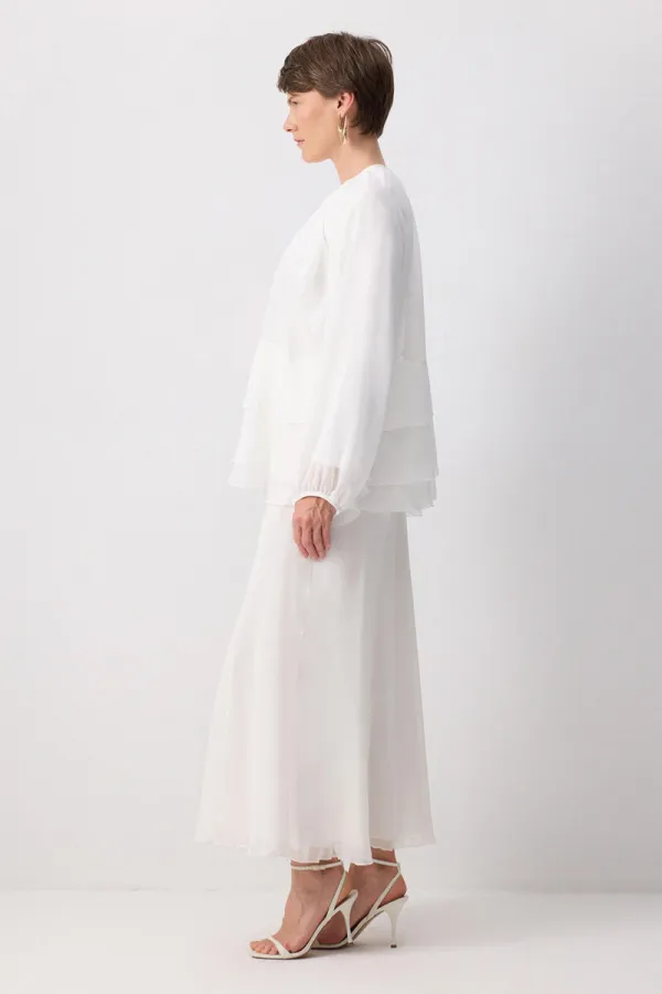 RUFFLED CHIFFON BLOUSE