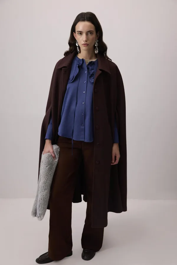 CHEMISE À COL MARIN À VOLANTS