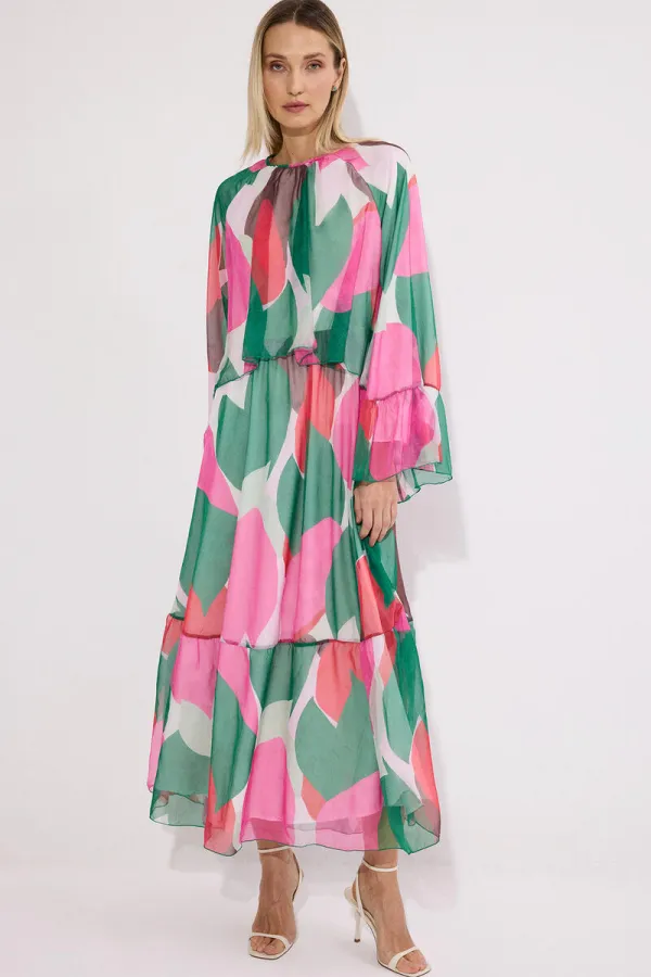 ROBE EN CHIFFON À VOLANTS