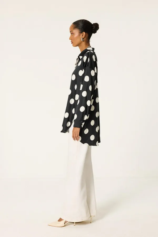 POLKA DOT SATIN SHIRT