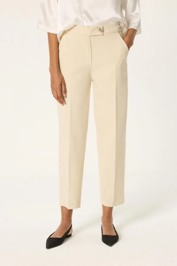 Pantalon en crêpe avec taille élastique