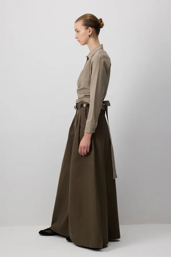 CHEMISE COURTE EN POPLIN AVEC CEINTURE