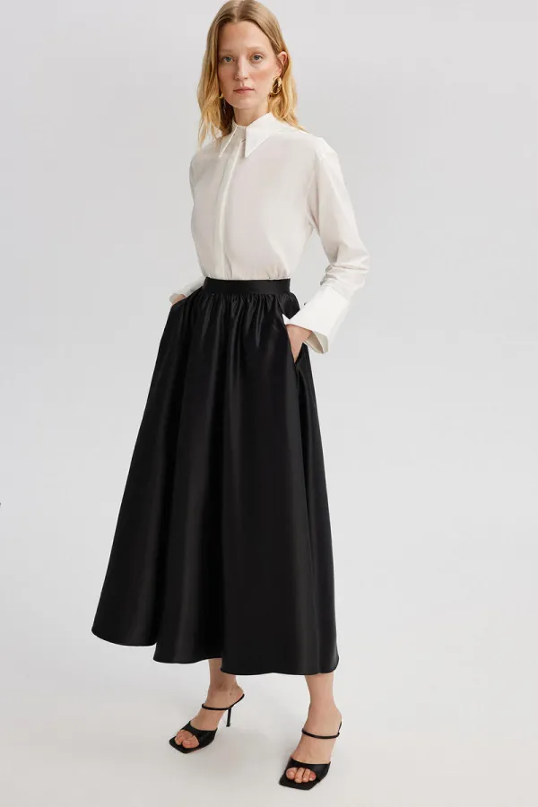 RUFFLED SATIN SKIRT RUFFLED SATIN SKIRT