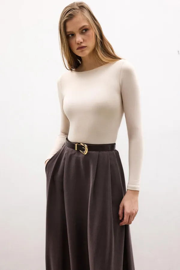 BODY À MANCHES LONGUES À COL BATEAU