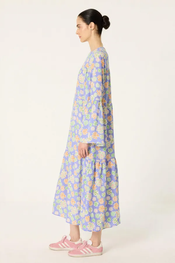 PATTERNED RUFFLED DRESS PATTERNED RUFFLED DRESS