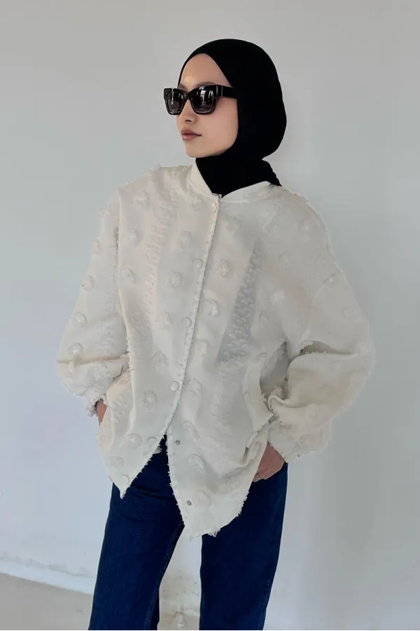 VESTE BOMBER EN DENTELLE À FLEURS