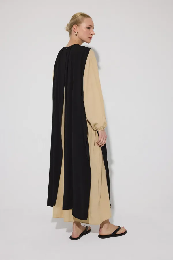 ROBE EN VISCOSE DE COULEURS CONTRASTÉES