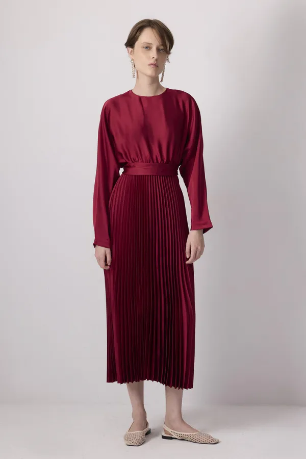 PİLELİ SATEN  ELBİSE