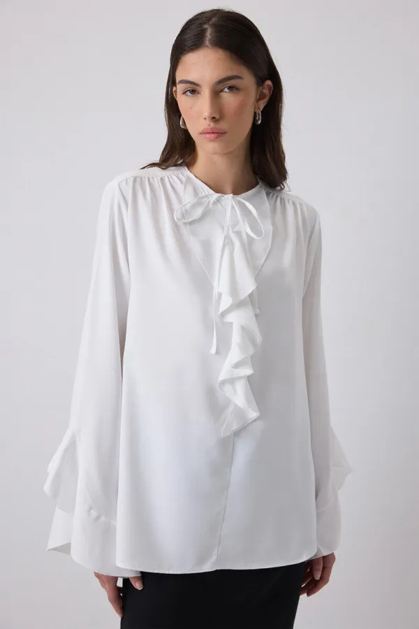 FIRFIR DETAYLI ŞİFON BLUZ