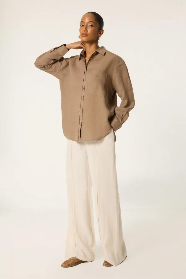 OVERSIZE LINEN SHIRT WITH POCKET DETAIL