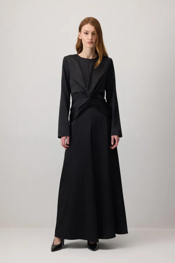 DRAPELİ SATEN ELBİSE