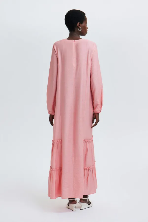 ROBE EN LIN TEXTURÉ AVEC OURLET FRONCÉ