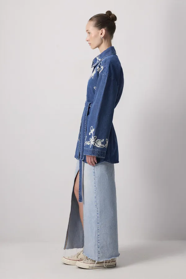 NAKIŞLI DENİM CEKET