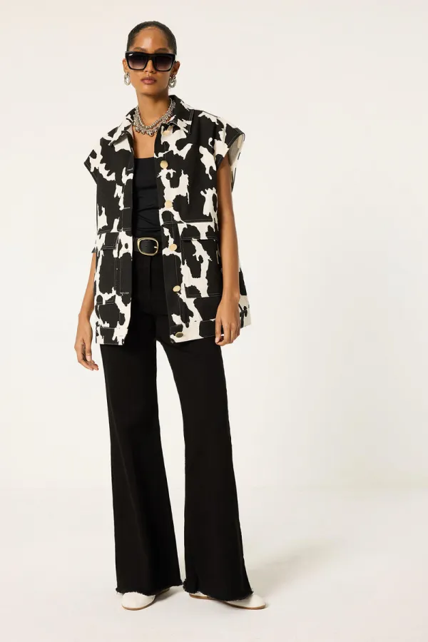 GILET EN GABARDINE À MOTIFS