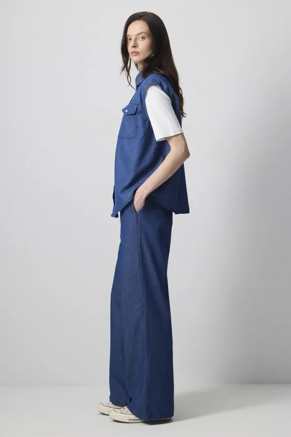 DENİM EFEKTLİ YELEK