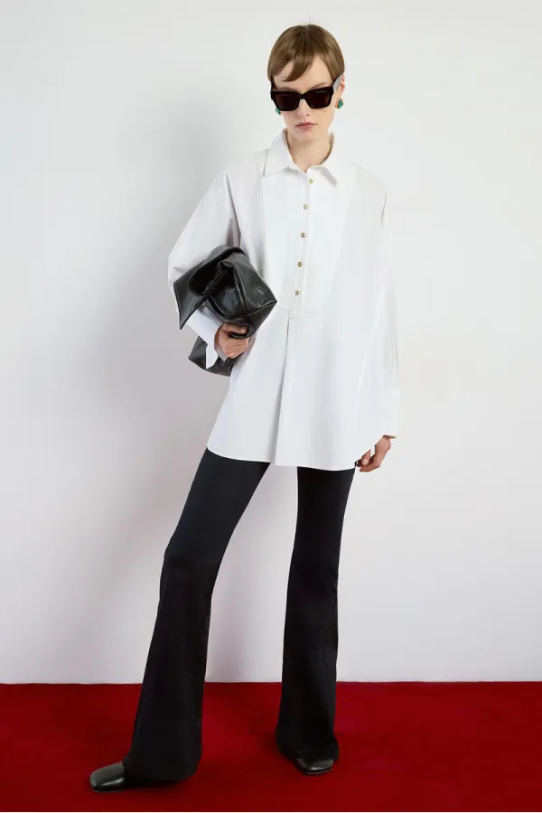 OVERSIZE POPLIN TUNIC WITH GOLD BUTTONS OVERSIZE POPLIN TUNIC WITH GOLD BUTTONS