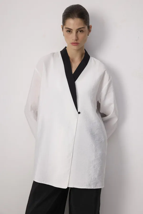 CROSS-BREASTED BREAST KIMONO