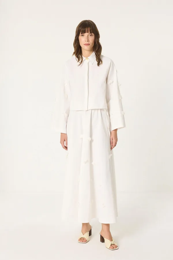 POPLIN SET WITH FLORAL APPLIQUES