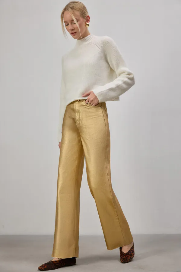 HIGH WAISTED METALLIC PANTS