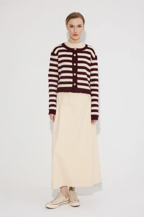 ŞARDONLU ÇİZGİLİ HIRKA