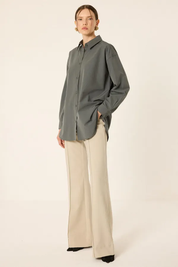 CHEMISE EN POPLIN COUPE SURDIMENSIONNÉE