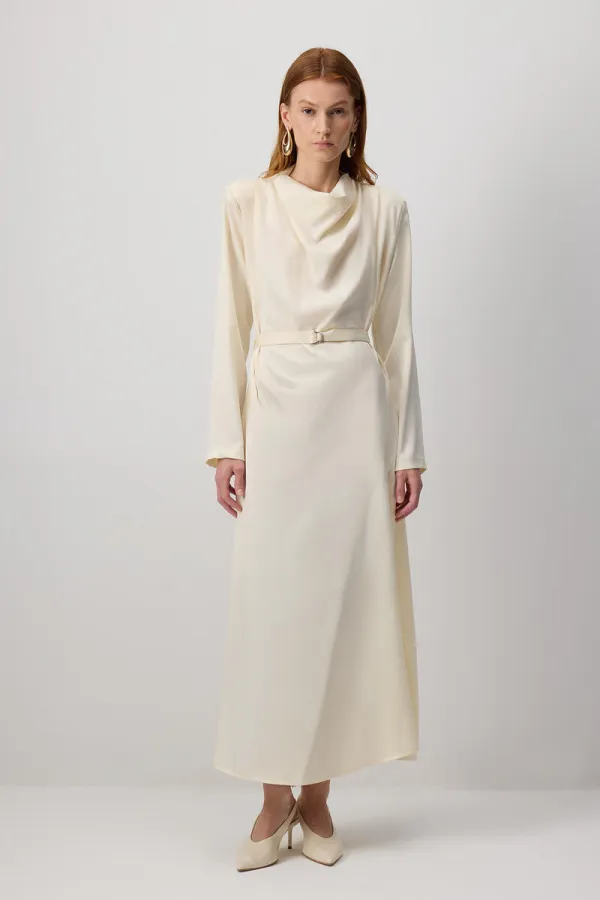 SATIN DRESS WITH PADDED LEGS