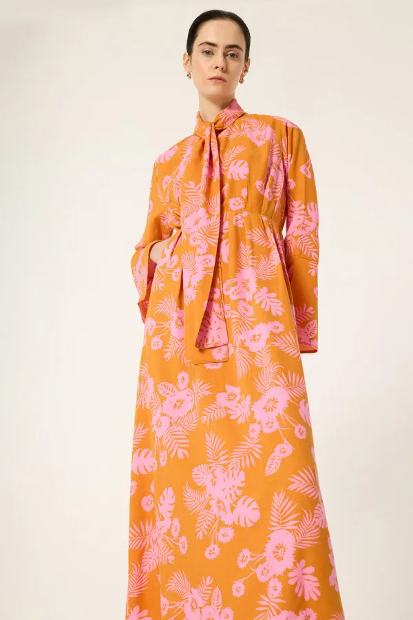 PLEATED PATTERNED DRESS PLEATED PATTERNED DRESS