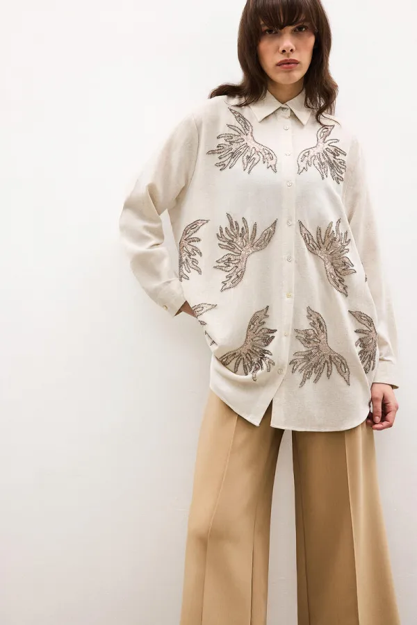 CHEMISE EN LIN BRODÉE