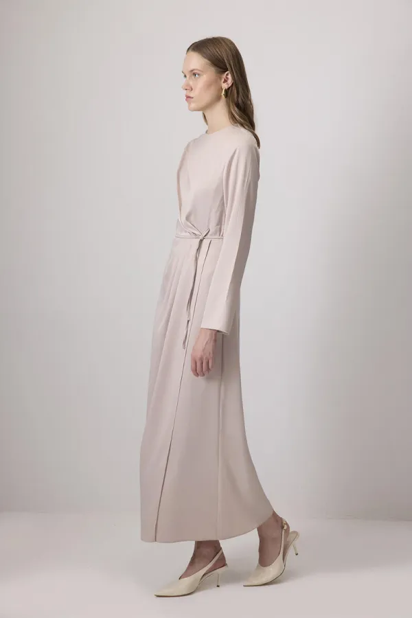 DRAPELİ SATEN ELBİSE