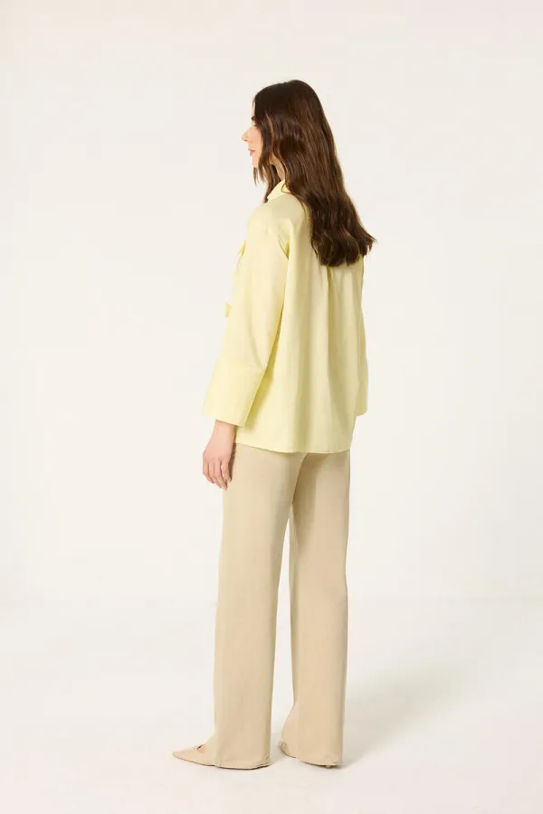 %100 PAMUKLU FİYONK DETAYLI ÇİZGİLİ GÖMLEK