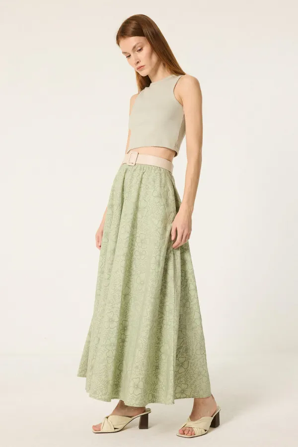PATTERNED POPLIN SKIRT PATTERNED POPLIN SKIRT