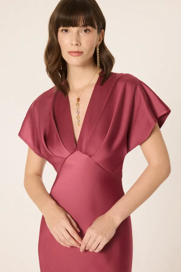 V-neck satin dress