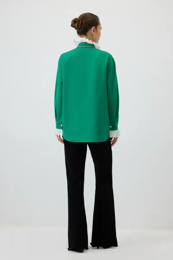 EMBROIDERED SHIRT WITH STONE EMBELLISHMENTS