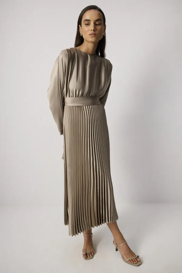 PİLELİ SATEN  ELBİSE