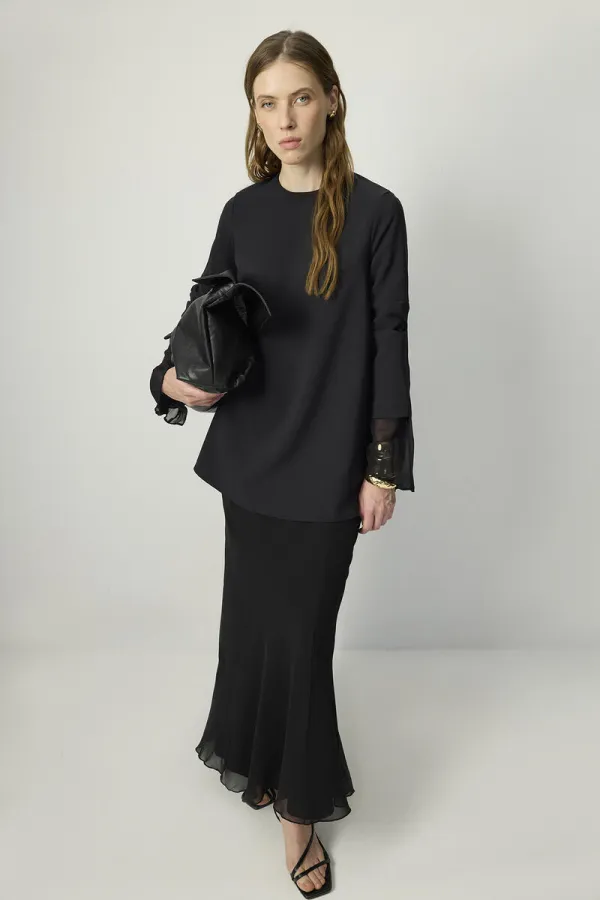 ŞİFON MANŞETLİ KREP TUNİK