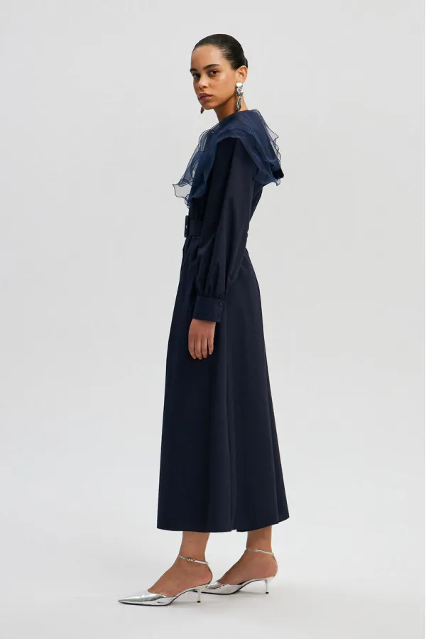 ORGANZA COLLAR POPLIN DRESS ORGANZA COLLAR POPLIN DRESS