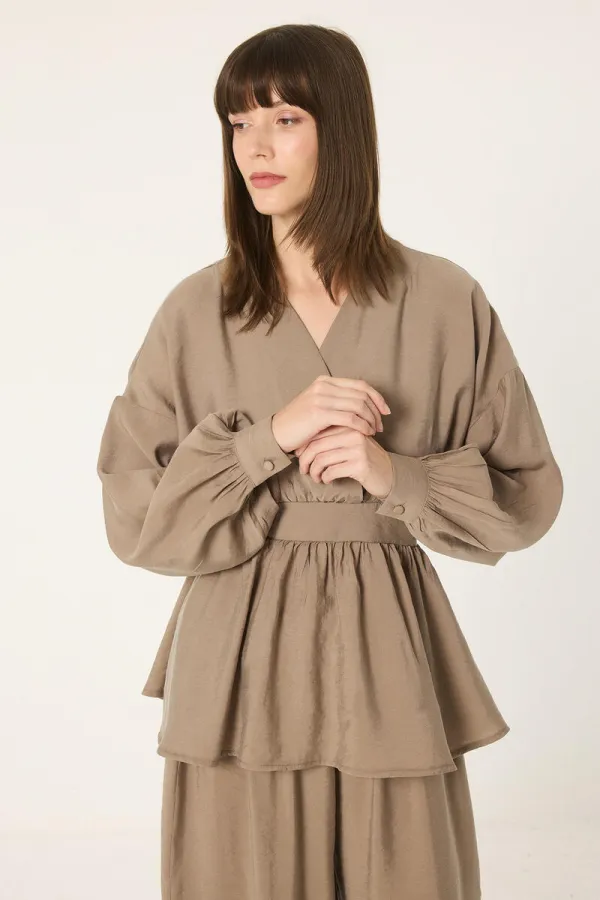 ENSEMBLE 2 PIÈCES TUNIQUE À PÉPLUME ET PANTALON SALWAR