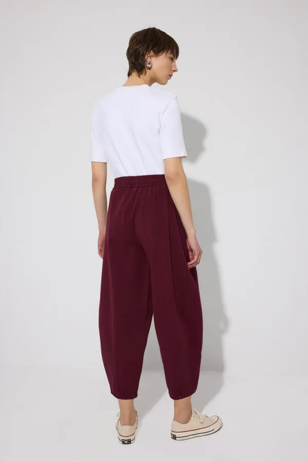 GABARDINE BALLOON PANTS WITH ELASTIC WAISTBAND