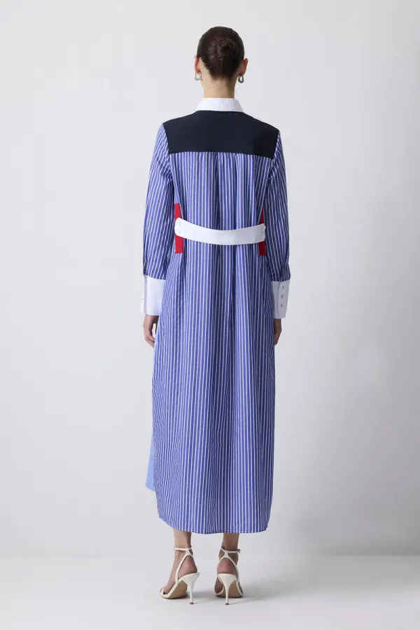 BLOK RENKLİ GÖMLEK ELBİSE