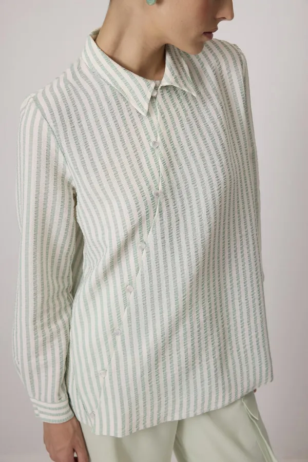 CHEMISE À RAYURES GAUFRÉES