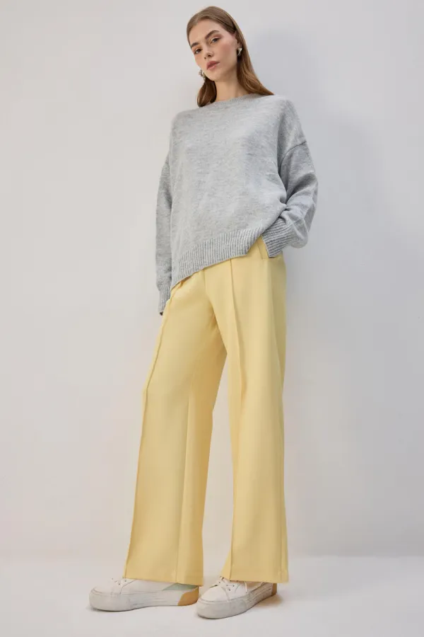 RIBBED PANTS WITH ELASTIC WAISTBAND RIBBED PANTS WITH ELASTIC WAISTBAND
