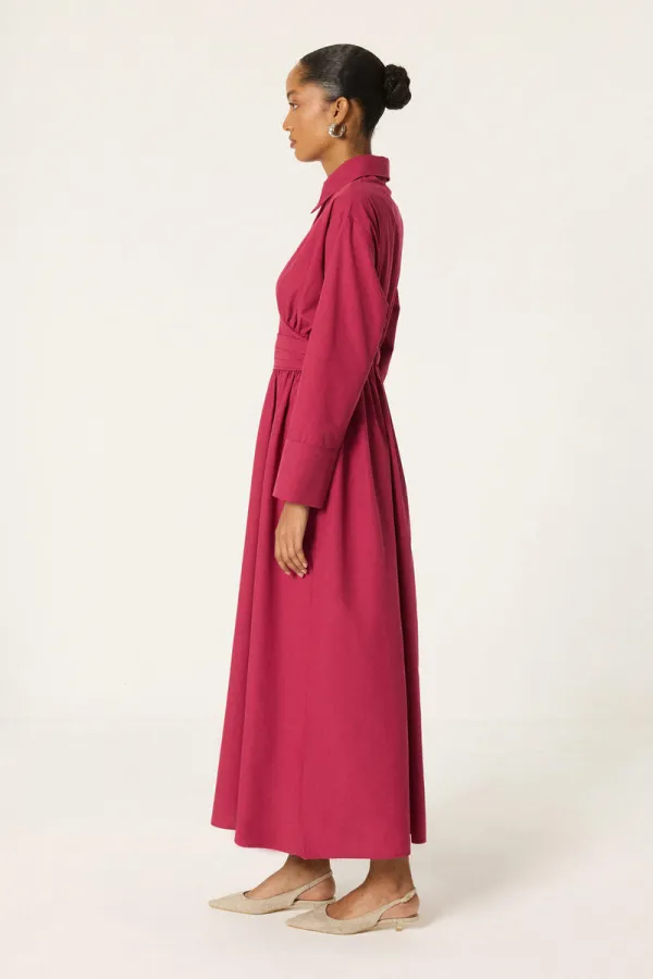 KORSAJ BEL GÖMLEK YAKA ELBİSE