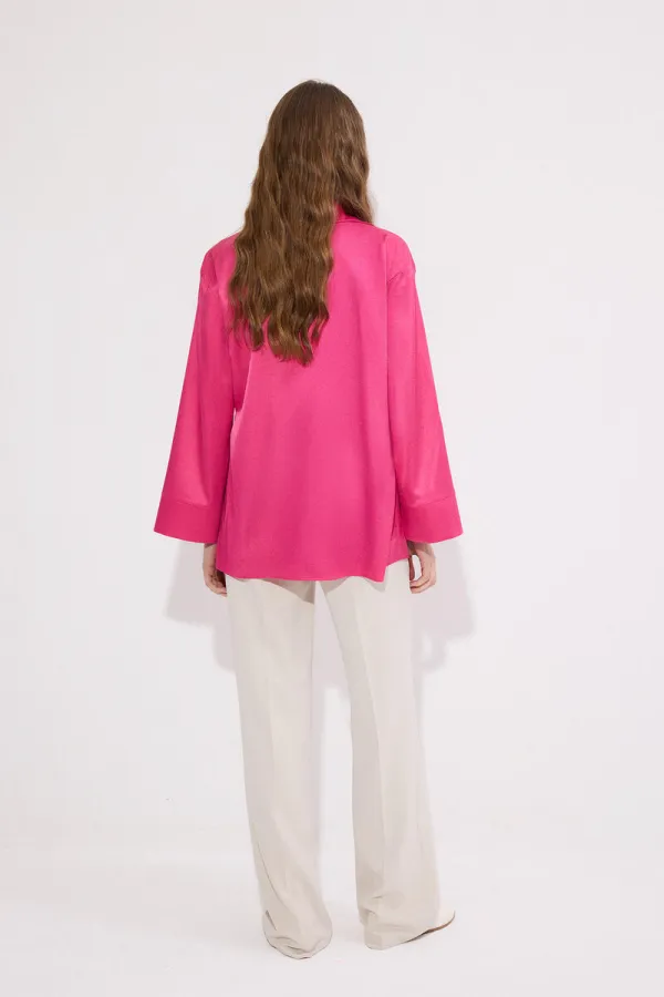 CHEMISE EN SATIN À MANCHES LARGES