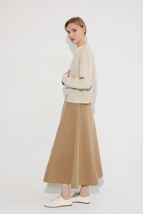 VESTE BOMBER EN LIN ORNÉE DE PERLES