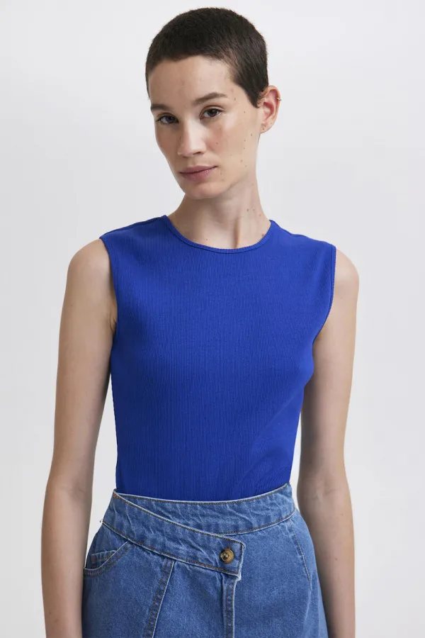 SLEEVELESS RIBBED BODYSUIT