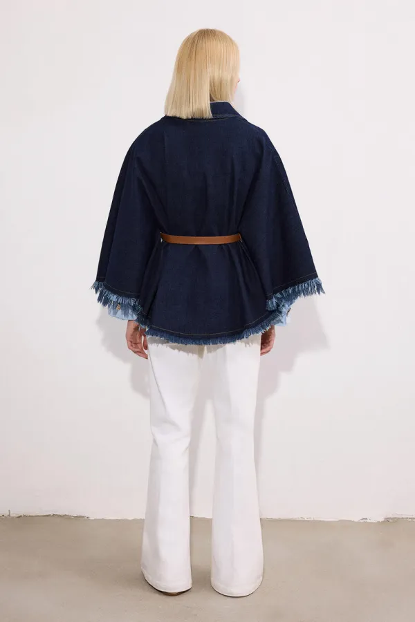 KEMER DETAYLI DENİM PANÇO