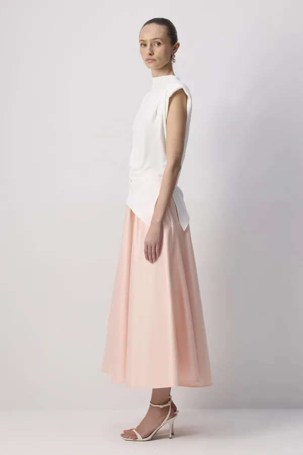 JUPE EN SATIN À VOLANTS