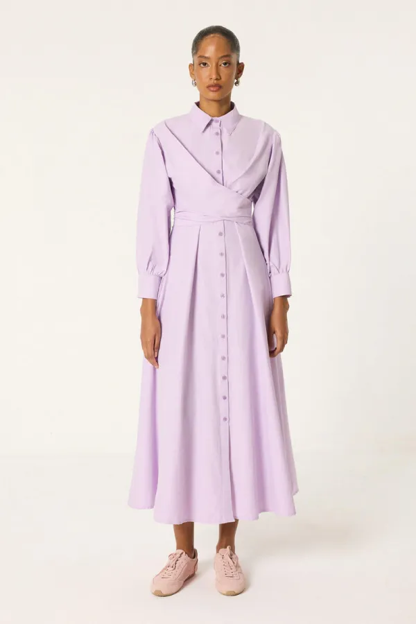 FRONT-TIE SHIRT DRESS