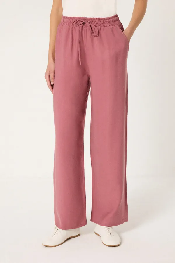 PANTALON À JAMBES LARGES AVEC TAILLE ÉLASTIQUE